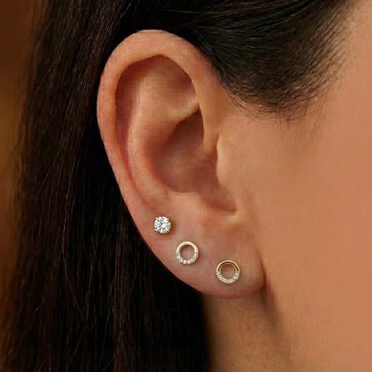 Aretes secuencia mini aro - Plata 925