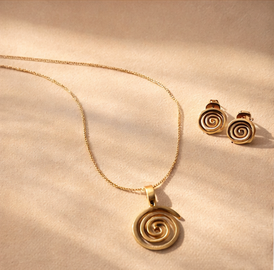 Set collar + aretes espiral ajustable