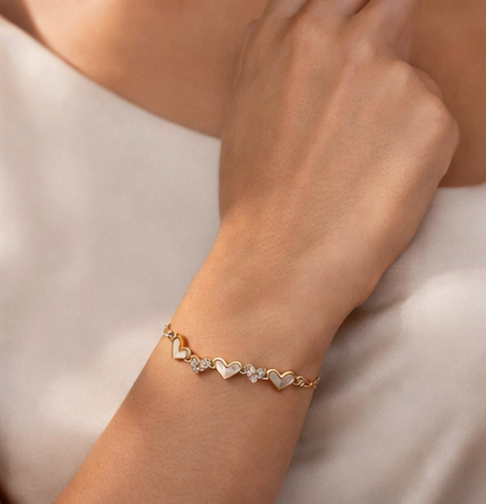 Pulsera 5 corazones ajustable